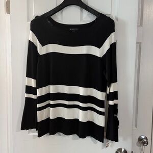 INC International Concepts Black and White Long Sleeve Top